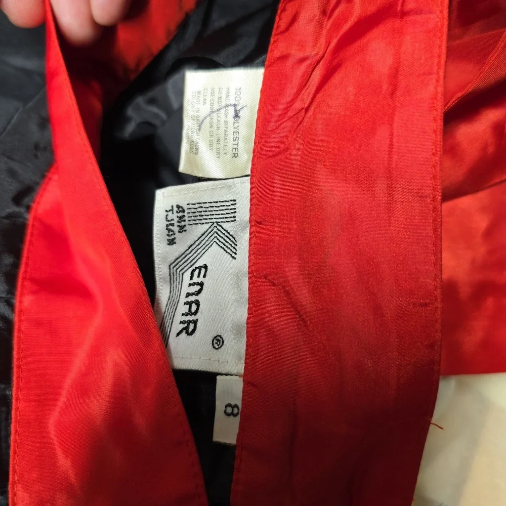 Vintage KENAR Black Red Maxi Skirt Bow Tie Waist Boho Festival‎ Size 8 - Picture 3 of 7